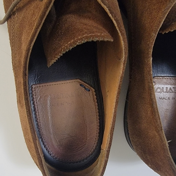 Aquatalia Mens 11 Handmade Italy Brown Suede Leather Oxford Lace Shoe - Picture 9 of 14